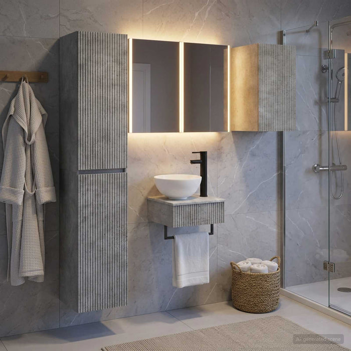 Set de mobilier pentru baie 5 buc. Gri Beton WALTI