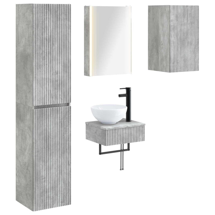 Set de mobilier pentru baie 5 pcs Gri Beton WALTI