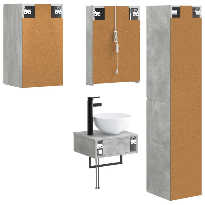 Set de mobilier pentru baie 5 pcs Gri Beton WALTI
