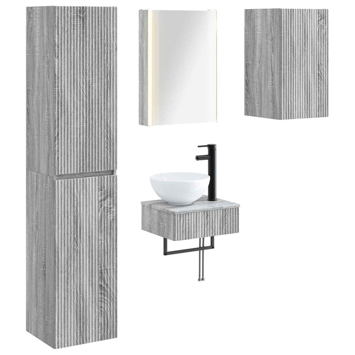 Set de mobilier pentru baie 5 pcs Sonoma gri WALTI