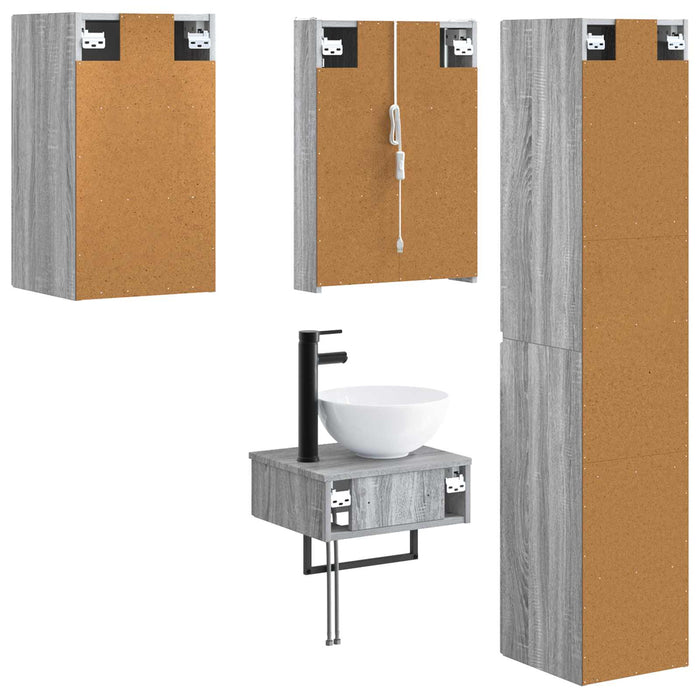 Set de mobilier pentru baie 5 pcs Sonoma gri WALTI