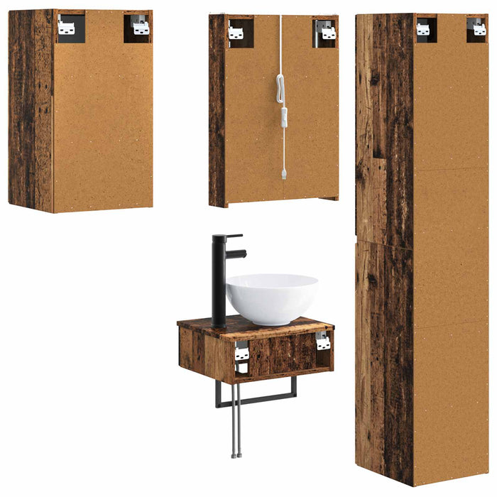 Set de mobilier pentru baie 5 pcs Lemn vechi WALTI