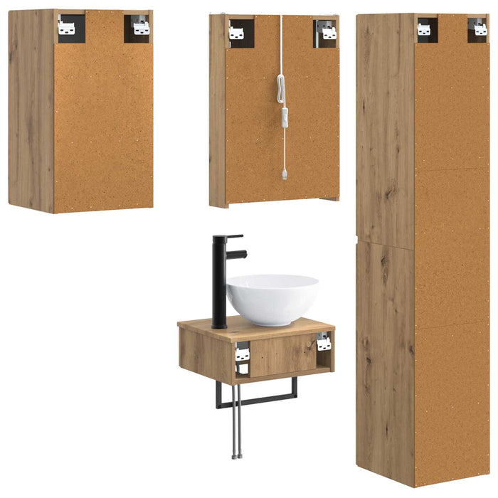 Set de mobilier pentru baie 5 pcs Stejar Artizanal WALTI