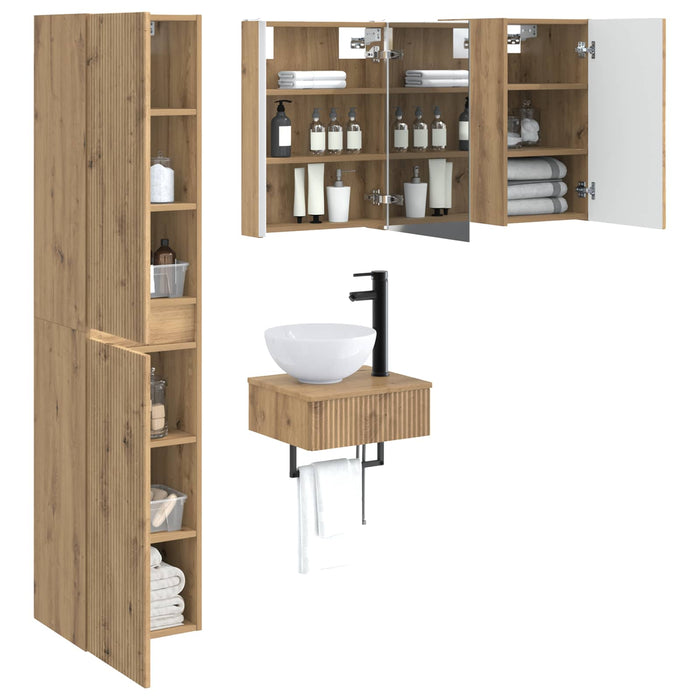 Set de mobilier pentru baie 5 pcs Stejar Artizanal WALTI