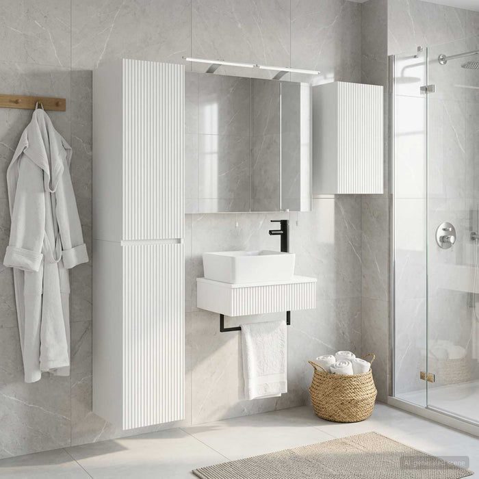 Set de mobilier pentru baie 5 pcs Alb Lemn prelucrat și sticlă WALTI