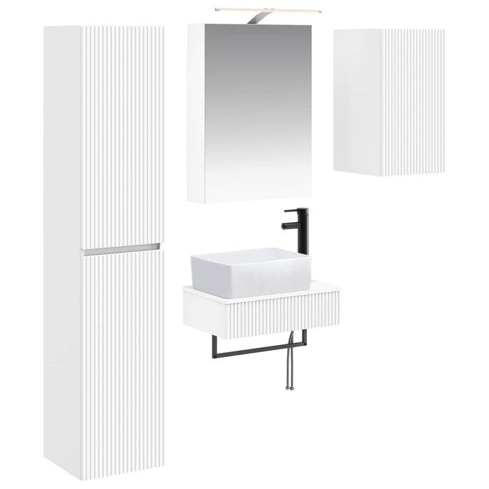 Set de mobilier pentru baie 5 pcs Alb Lemn prelucrat și sticlă WALTI