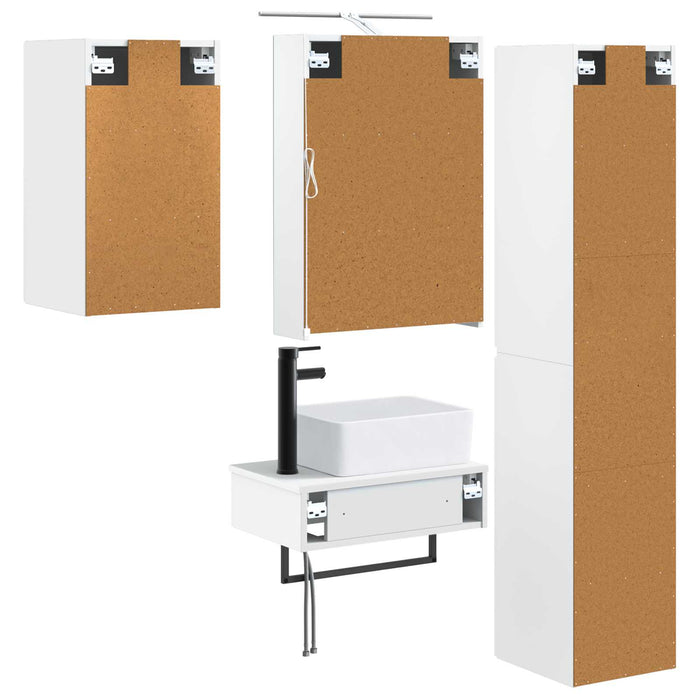 Set de mobilier pentru baie 5 pcs Alb Lemn prelucrat și sticlă WALTI