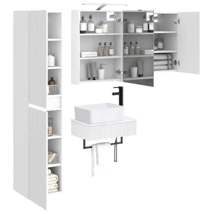 Set de mobilier pentru baie 5 pcs Alb Lemn prelucrat și sticlă WALTI