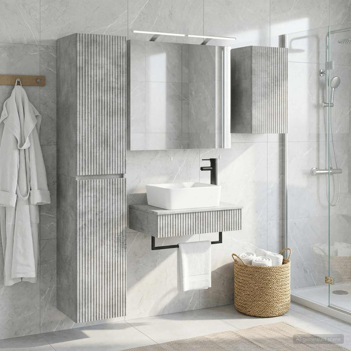 Set de mobilier pentru baie 5 buc. Gri Beton WALTI