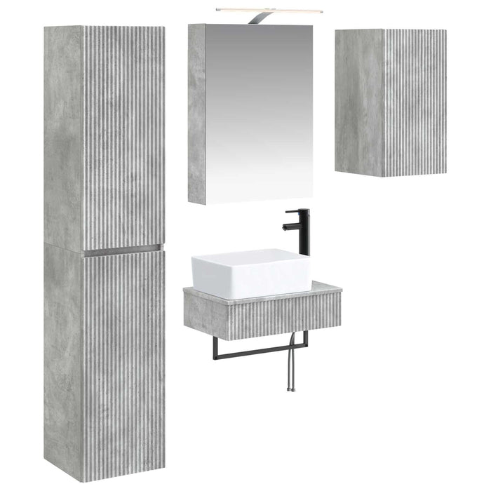 Set de mobilier pentru baie 5 pcs Gri Beton WALTI