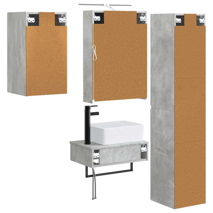 Set de mobilier pentru baie 5 pcs Gri Beton WALTI