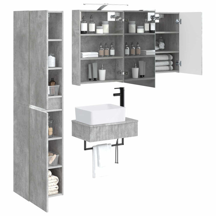 Set de mobilier pentru baie 5 pcs Gri Beton WALTI