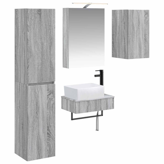 Set de mobilier pentru baie 5 pcs Sonoma gri WALTI