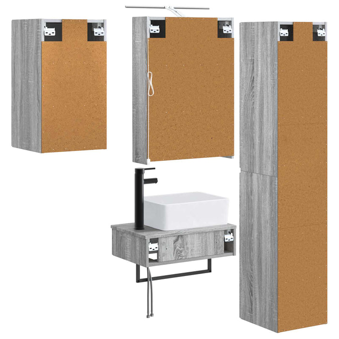 Set de mobilier pentru baie 5 pcs Sonoma gri WALTI