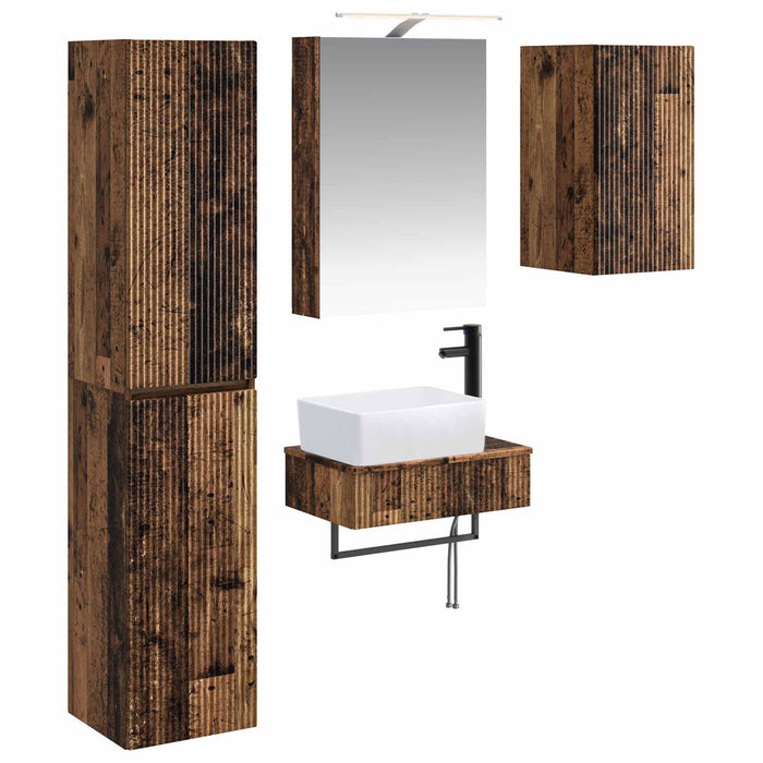 Set de mobilier pentru baie 5 pcs Lemn vechi WALTI