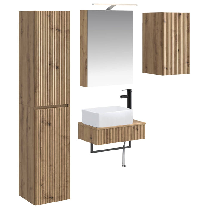 Set de mobilier pentru baie 5 pcs Stejar Artizanal WALTI