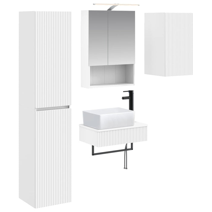 Set de mobilier pentru baie 5 pcs Alb Lemn prelucrat și sticlă WALTI