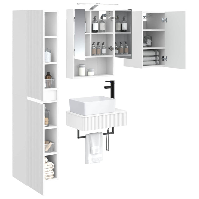 Set de mobilier pentru baie 5 pcs Alb Lemn prelucrat și sticlă WALTI