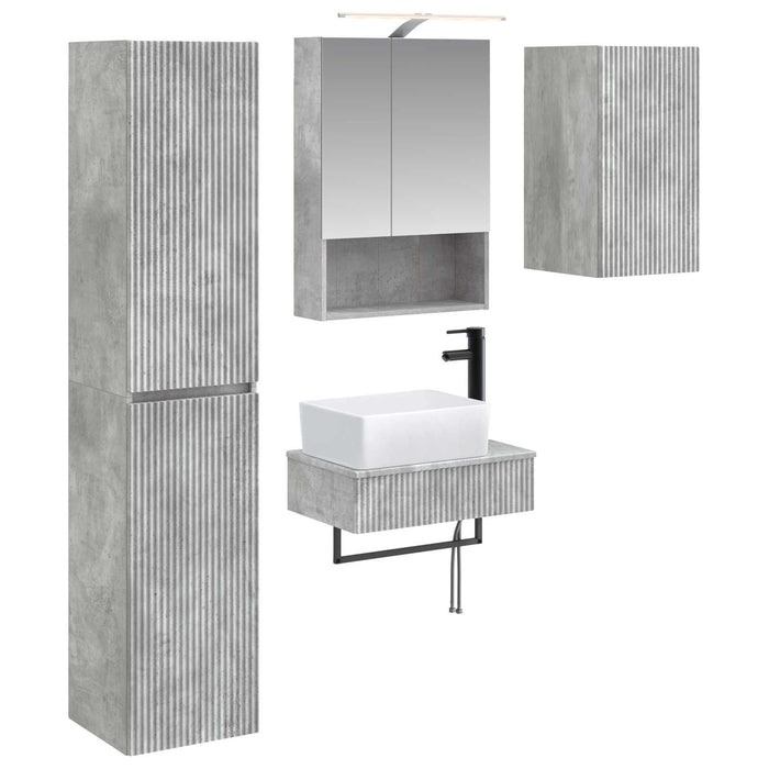 Set de mobilier pentru baie 5 pcs Gri Beton WALTI