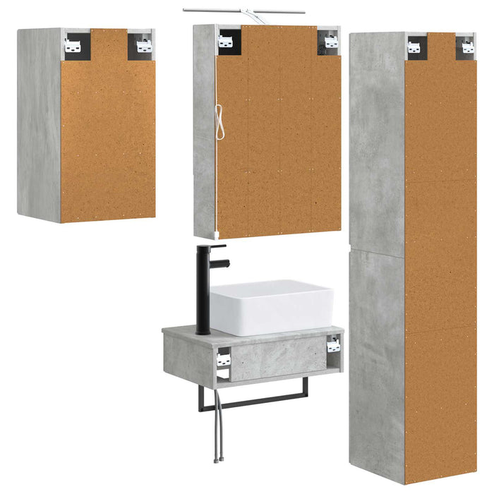 Set de mobilier pentru baie 5 pcs Gri Beton WALTI