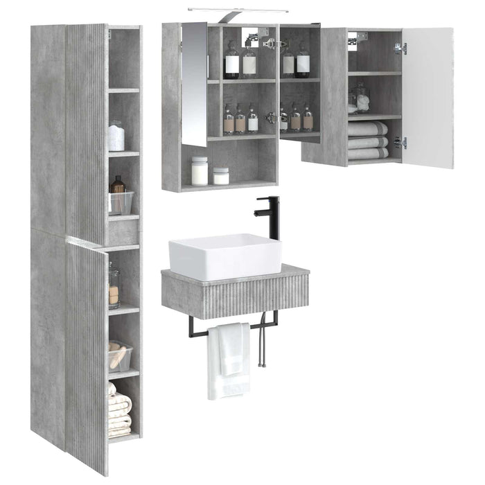 Set de mobilier pentru baie 5 pcs Gri Beton WALTI