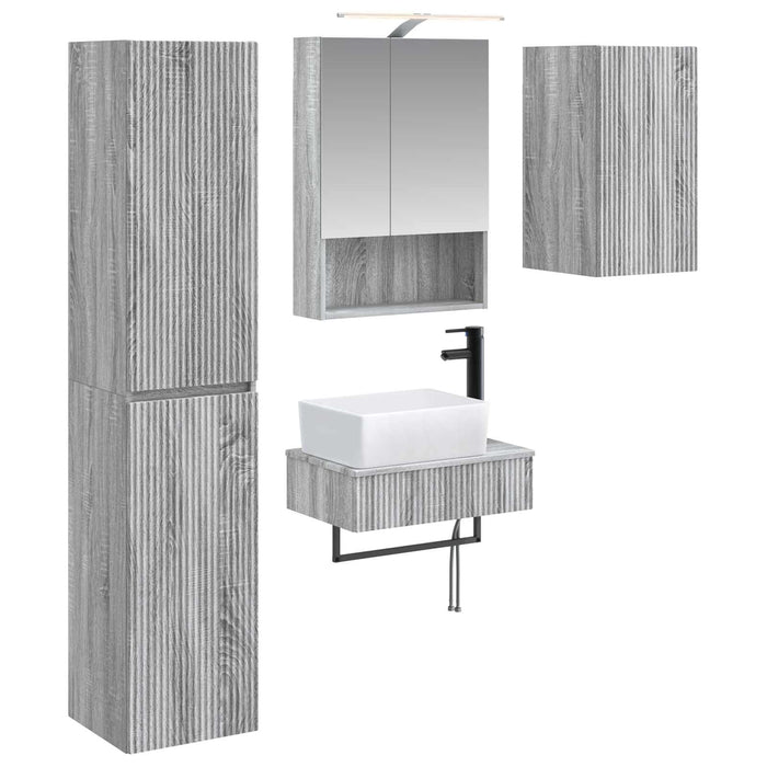 Set de mobilier pentru baie 5 pcs Sonoma gri WALTI