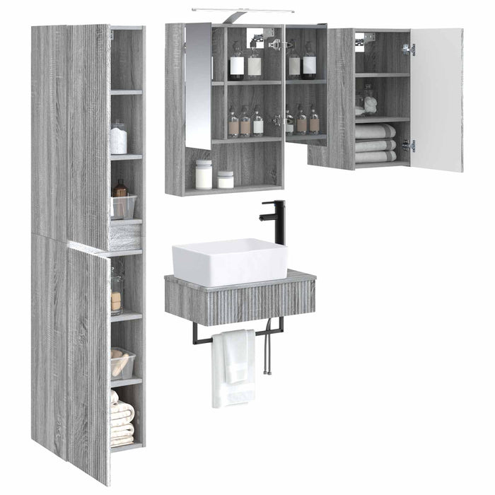 Set de mobilier pentru baie 5 pcs Sonoma gri WALTI