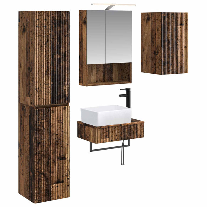 Set de mobilier pentru baie 5 pcs Lemn vechi WALTI