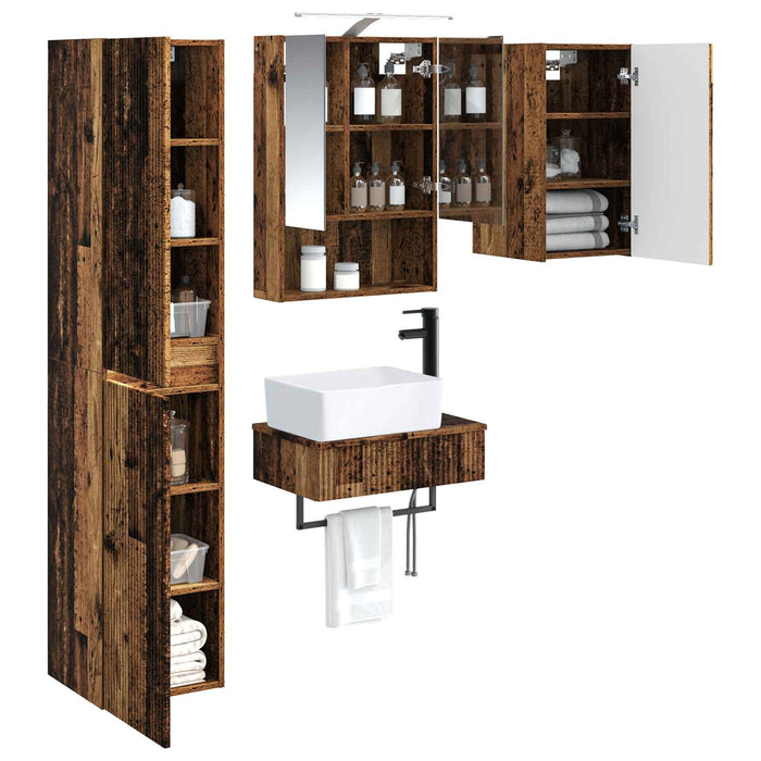 Set de mobilier pentru baie 5 pcs Lemn vechi WALTI