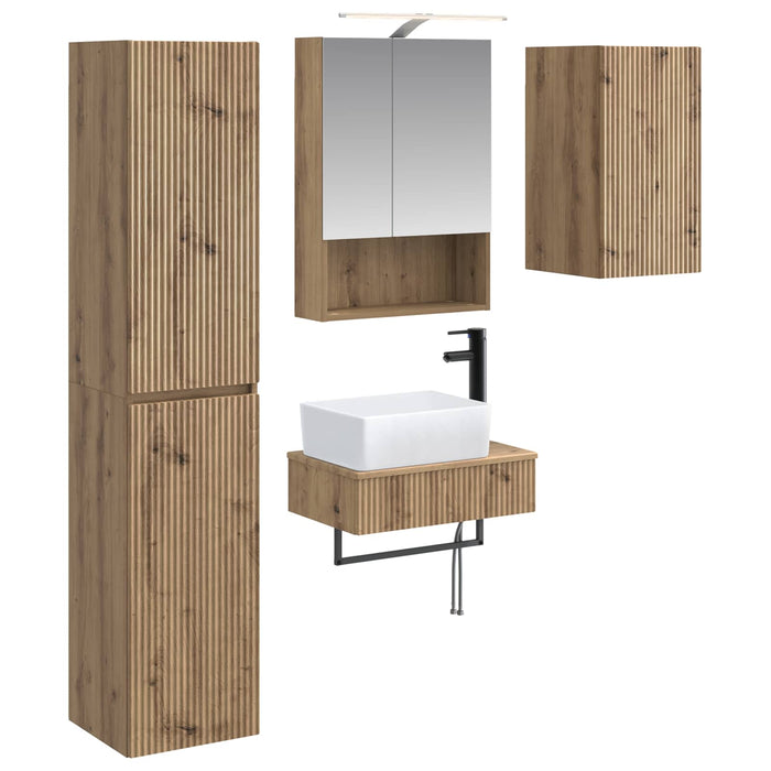 Set de mobilier pentru baie 5 pcs Stejar Artizanal WALTI