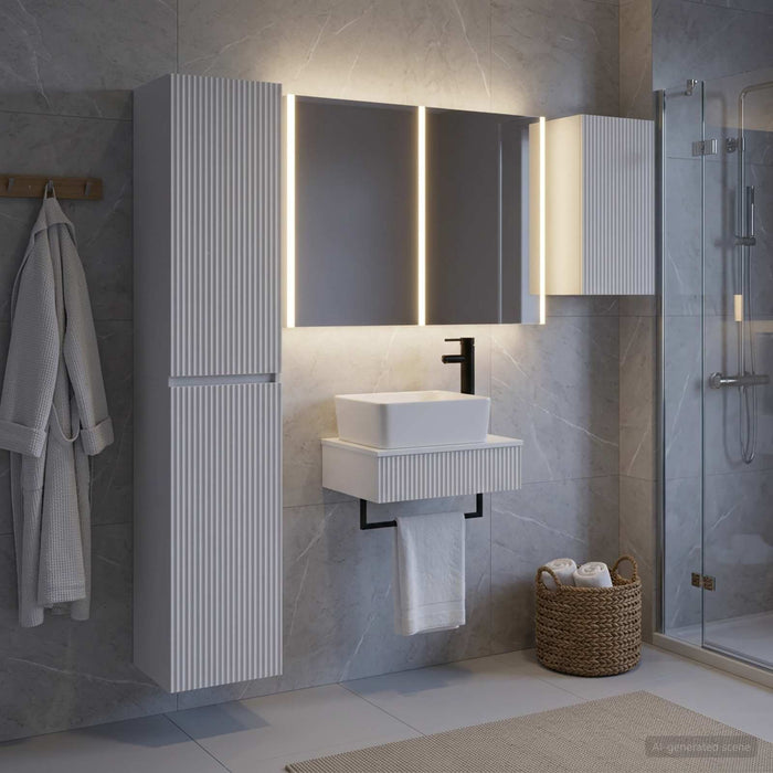 Set de mobilier pentru baie 5 buc. Alb Lemn prelucrat și sticlă WALTI