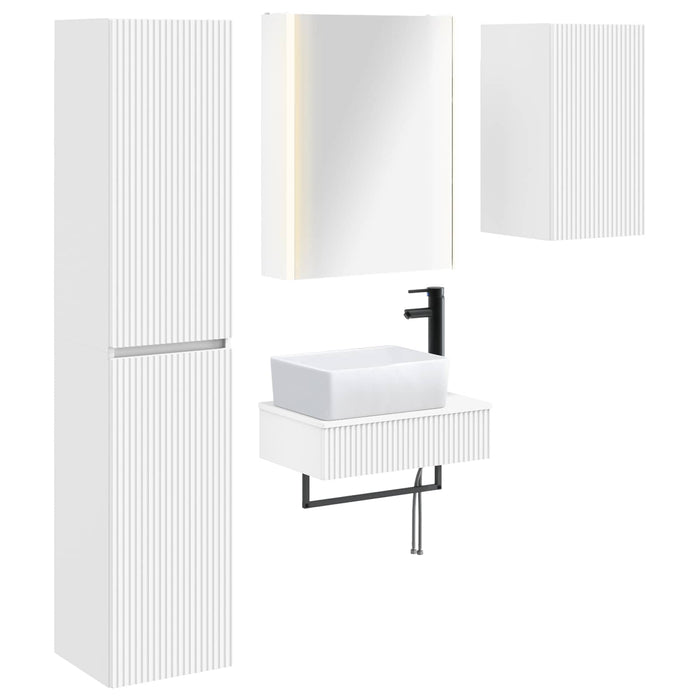 Set de mobilier pentru baie 5 pcs Alb Lemn prelucrat și sticlă WALTI