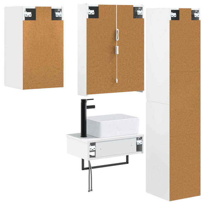 Set de mobilier pentru baie 5 pcs Alb Lemn prelucrat și sticlă WALTI