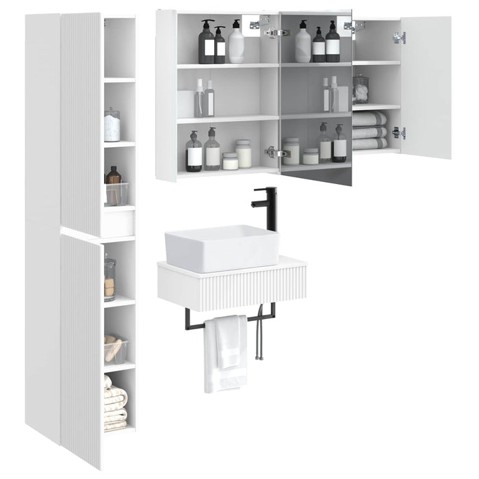 Set de mobilier pentru baie 5 pcs Alb Lemn prelucrat și sticlă WALTI