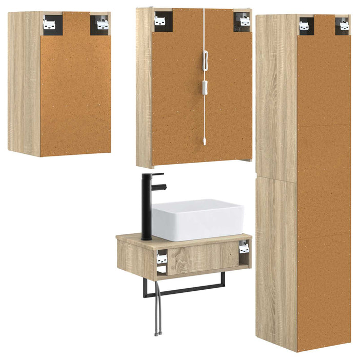 Set de mobilier pentru baie 5 pcs Stejar Sonoma WALTI