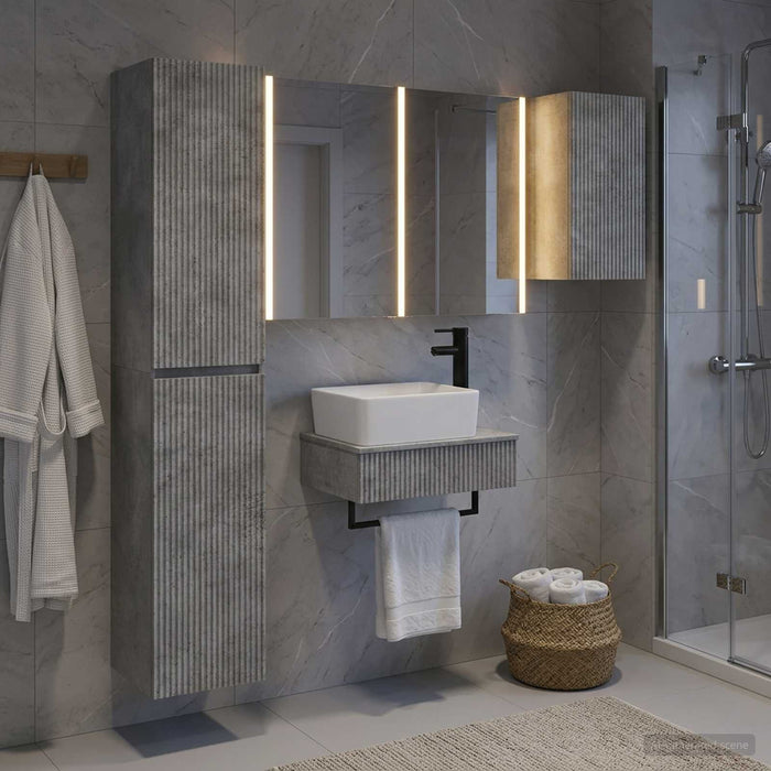 Set de mobilier pentru baie 5 buc. Gri Beton - WALTI WALTI