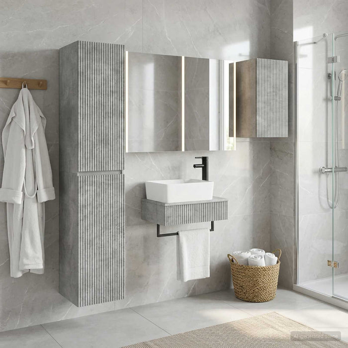 Set de mobilier pentru baie 5 buc. Gri Beton - WALTI WALTI
