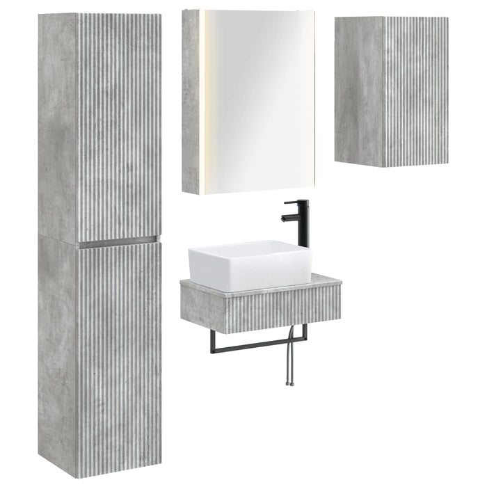 Set de mobilier pentru baie 5 pcs Gri Beton WALTI