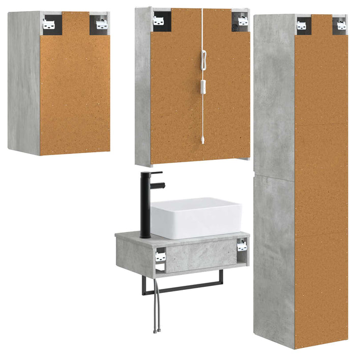 Set de mobilier pentru baie 5 pcs Gri Beton WALTI