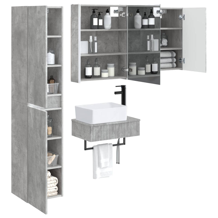 Set de mobilier pentru baie 5 pcs Gri Beton WALTI