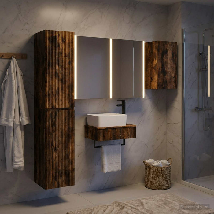 Set de mobilier pentru baie 5 buc. Stejar fumuriu - WALTI WALTI