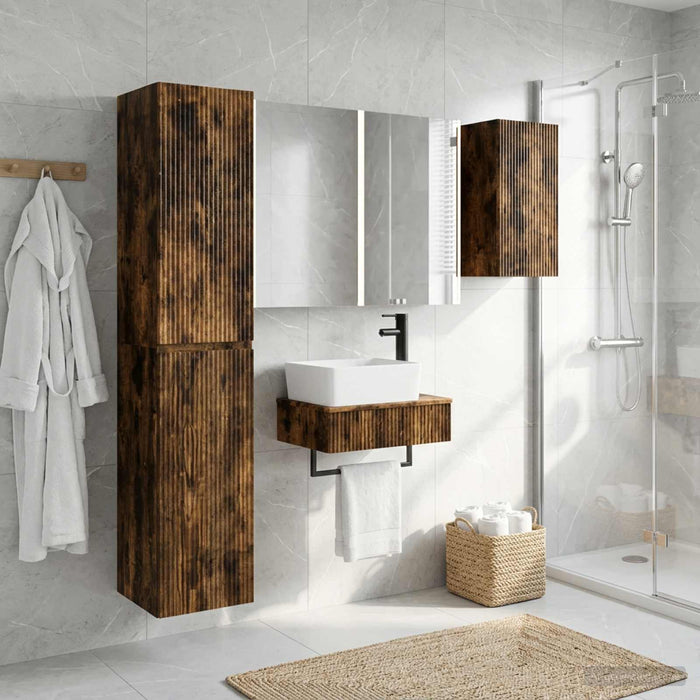 Set de mobilier pentru baie 5 buc. Stejar fumuriu - WALTI WALTI