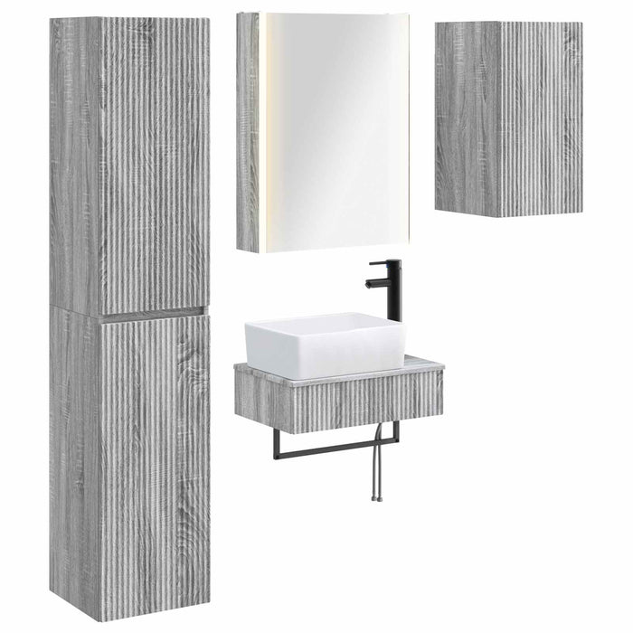 Set de mobilier pentru baie 5 pcs Sonoma gri WALTI