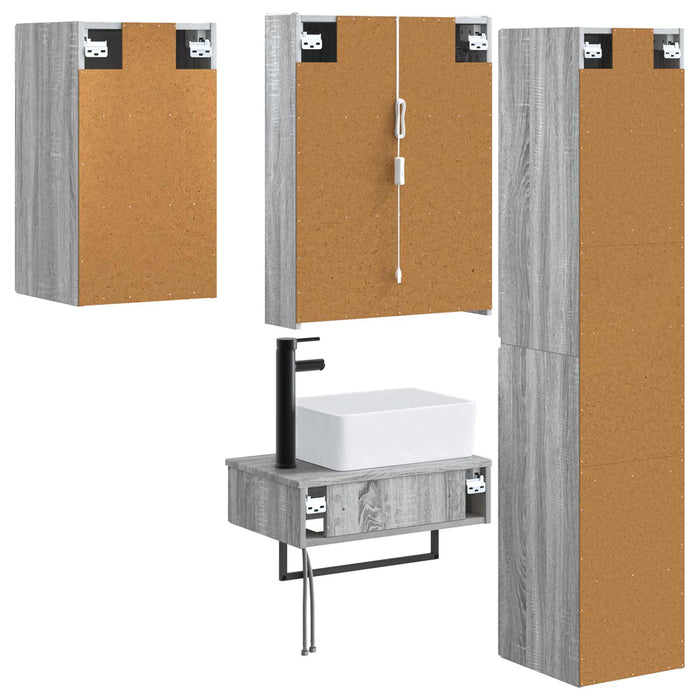 Set de mobilier pentru baie 5 pcs Sonoma gri WALTI