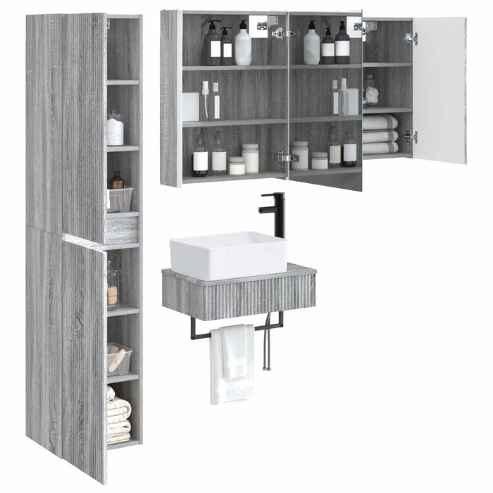 Set de mobilier pentru baie 5 pcs Sonoma gri WALTI