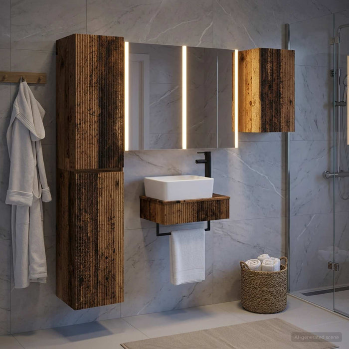 Set de mobilier pentru baie 5 buc. Lemn vechi - WALTI WALTI