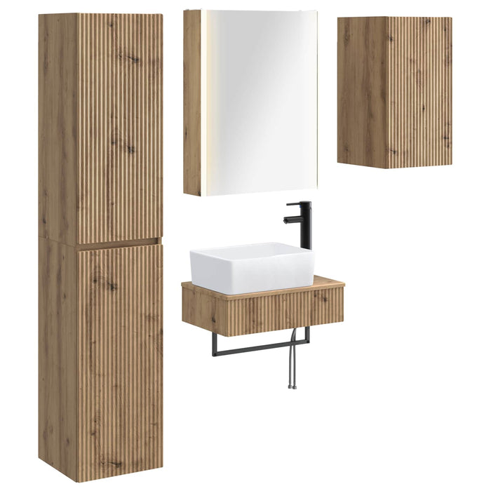 Set de mobilier pentru baie 5 pcs Stejar Artizanal WALTI