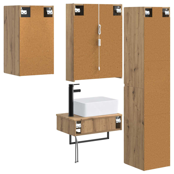 Set de mobilier pentru baie 5 pcs Stejar Artizanal WALTI