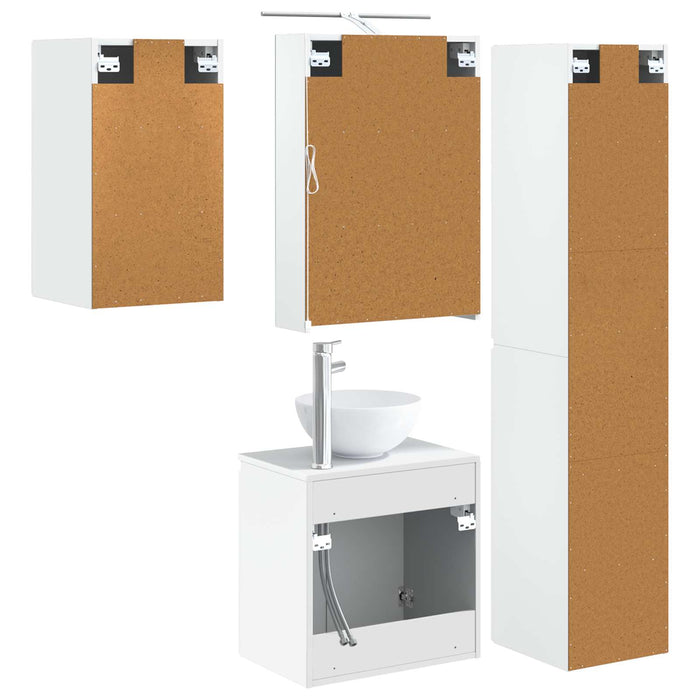 Set dulap baie 5 pcs Alb 50 x 14,5 x 70 cm Lemn prelucrat WALTI
