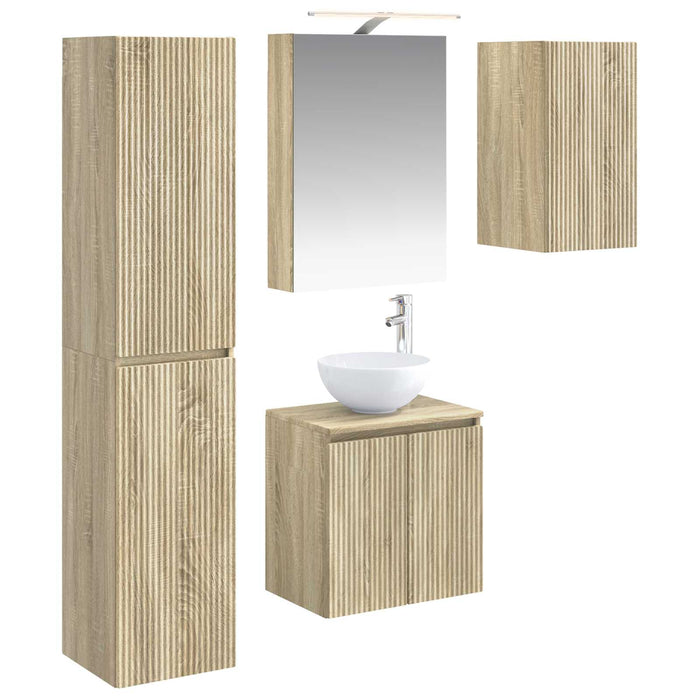 Set dulap baie 5 pcs Stejar Sonoma 50 x 14,5 x 70 cm WALTI